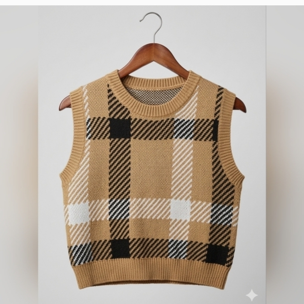 SHEIN 3-Pc Retro Vest Bundle - Granny Square, Plaid & Colorblock - XS/S - Picture 2 of 12